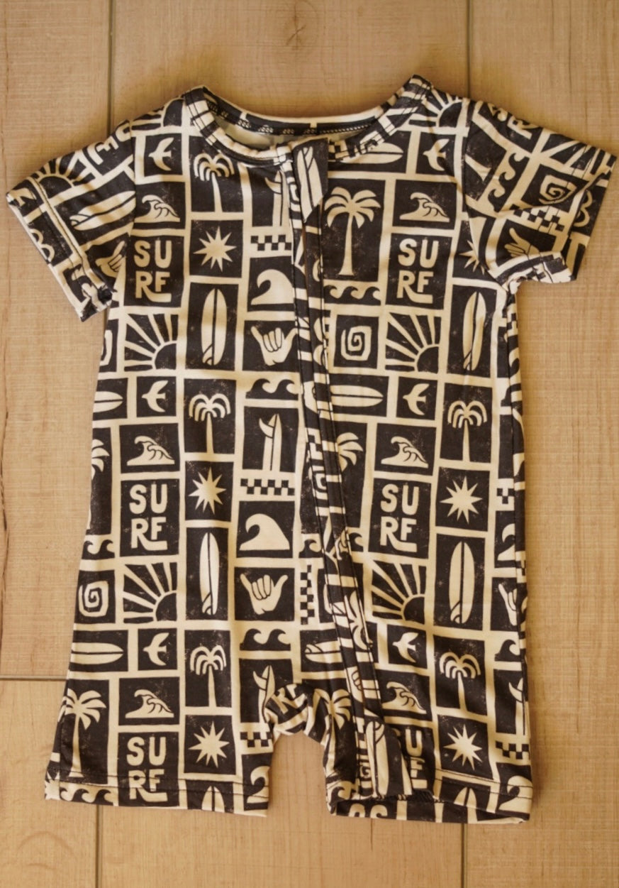 Surf Tile Short Zip Romper