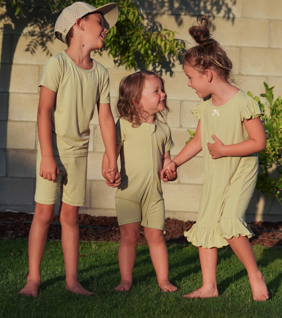 Sea Glass Rib Short Zip Romper