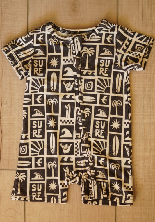 Surf Tile Short Zip Romper