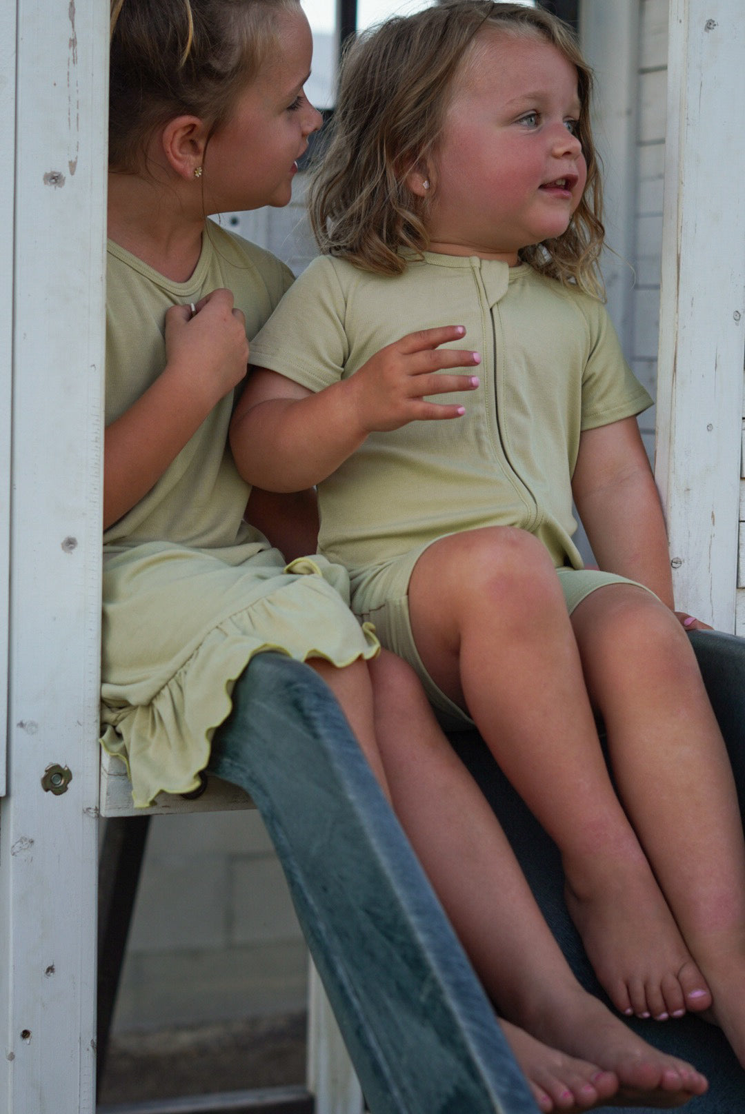 Sea Glass Rib Short Zip Romper